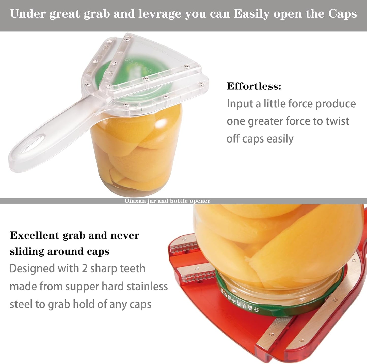 Jar Opener for Weak Hand & Seniors with Arthritis,Easy Twist Off Bottle Caps,Patent | Unique Kitchen Gadgets, Christmas Gifts for Elderly/Women/Men (Transparent)