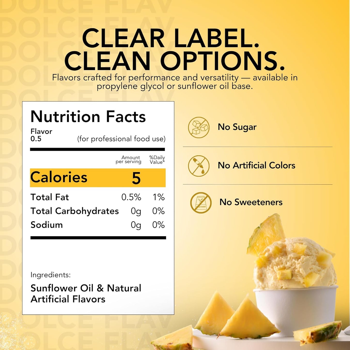 Dolce Flav Pineapple Extract – 8 Ounce Oil-Soluble Kosher Kosher, Sugar-Free, Concentrated Tropical Flavor for Candy, Chocolates & Desserts, Includes Measured Dropper