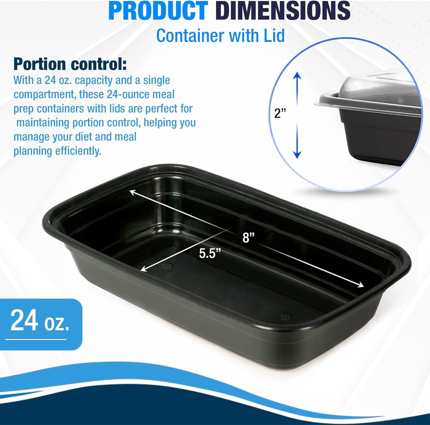 Ruthy's Outlet Meal Prep Containers W/Lids -Square Food Storage – BPA-Free| Stackable | Microwave | Freezer & Dishwasher Safe | Reusable Lunch Bento Box Portion Control & Planning (50 Pack, 16 oz)