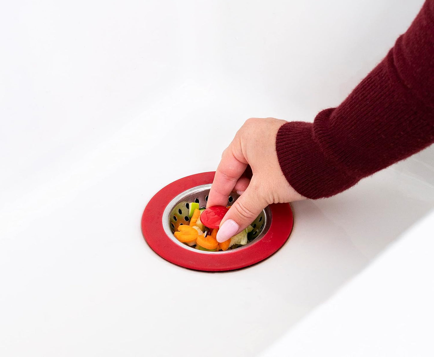 MSC International Black or Red Joie Kitchen Sink Stopper and Strainer Basket, Stainless Steel and Plastic