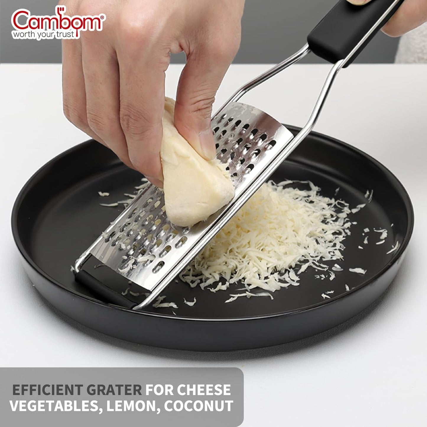 Cambom Cheese Grater Lemon Zester, Graters for Parmesan Cheese, Lemon, Citrus, Garlic, Nutmeg, Chocolate, Fruits, Vegetables, Ginger, Vegetable & Cheese Shredder with Stainless Steel Coarse Blade