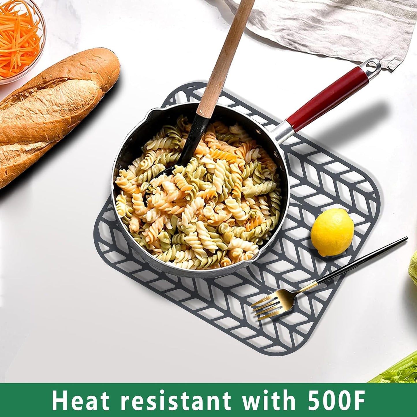 GUUKIN Sink Protectors for Kitchen sink, 13 5/8" x 11 5/8" Folding Non-slip Silicone Sink Mat Grid for Bottom of Farmhouse Stainless Steel Porcelain with 3 Reserved Holes Pack of 2