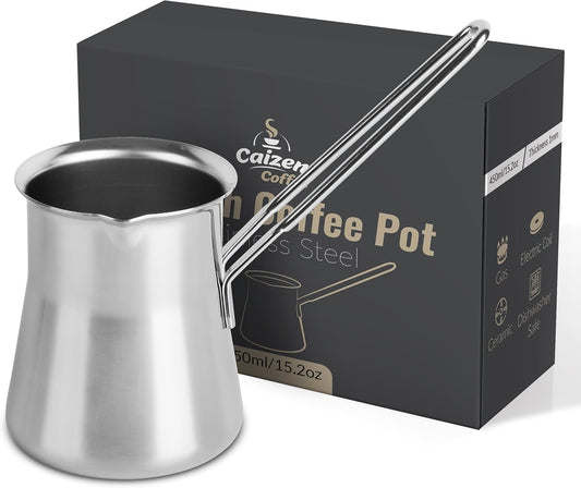 Quality Turkish Coffee Pot - Turkish Coffee Maker, Chai Pot, Arabic Coffee Pot, Briki Greek Coffee Pot, Greek Briki, Turkish Coffee Cezve, Turkish Coffee Pot Ibrik (15oz)