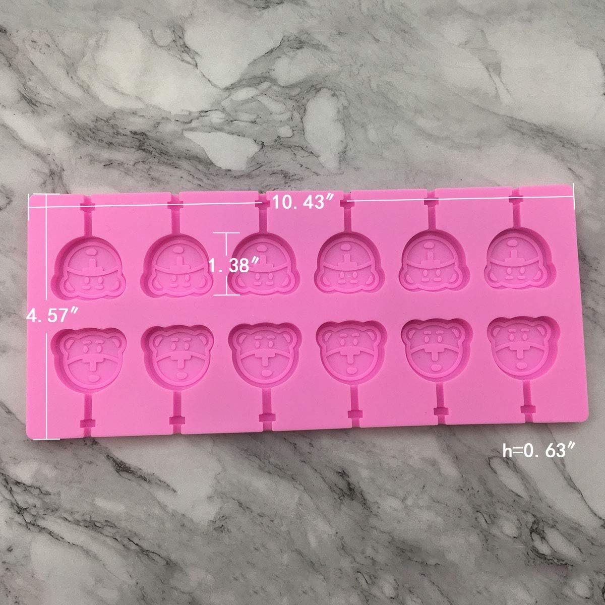 12 Capacity Silicone Bear Lollipop Mold Set, Sucker Molds and Chocolate Hard Candy Mold with 50pcs Lollipop Sucker Sticks, Candy Treat Bags, Gold Ties. (Bear)