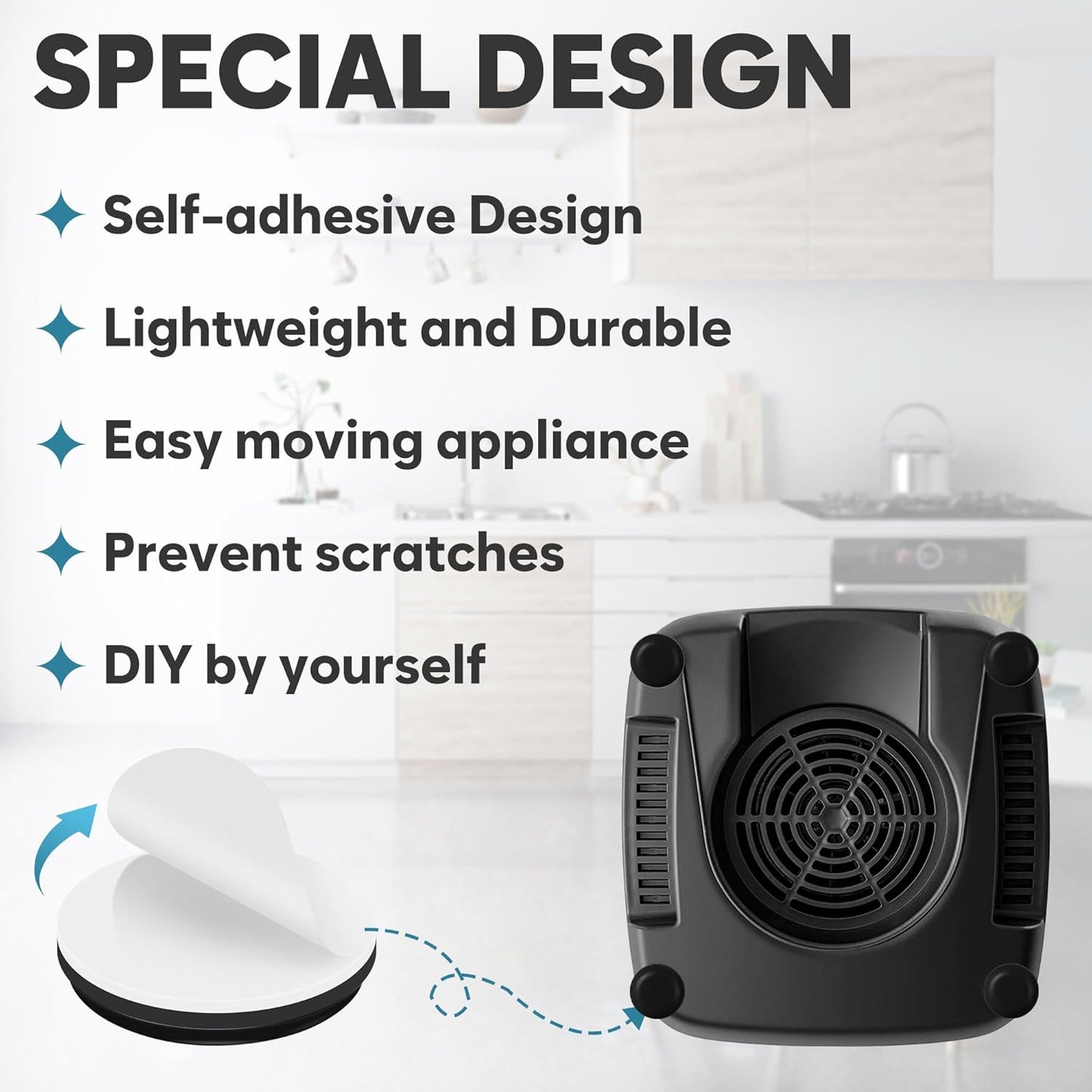 Appliance Sliders for Kitchen Black 24 PCS Self-Adhesive Small Kitchen Appliance Slider Hacks Easy to MovIing & Space Saving Must Have Gadgets Mixer Accessories for countertop