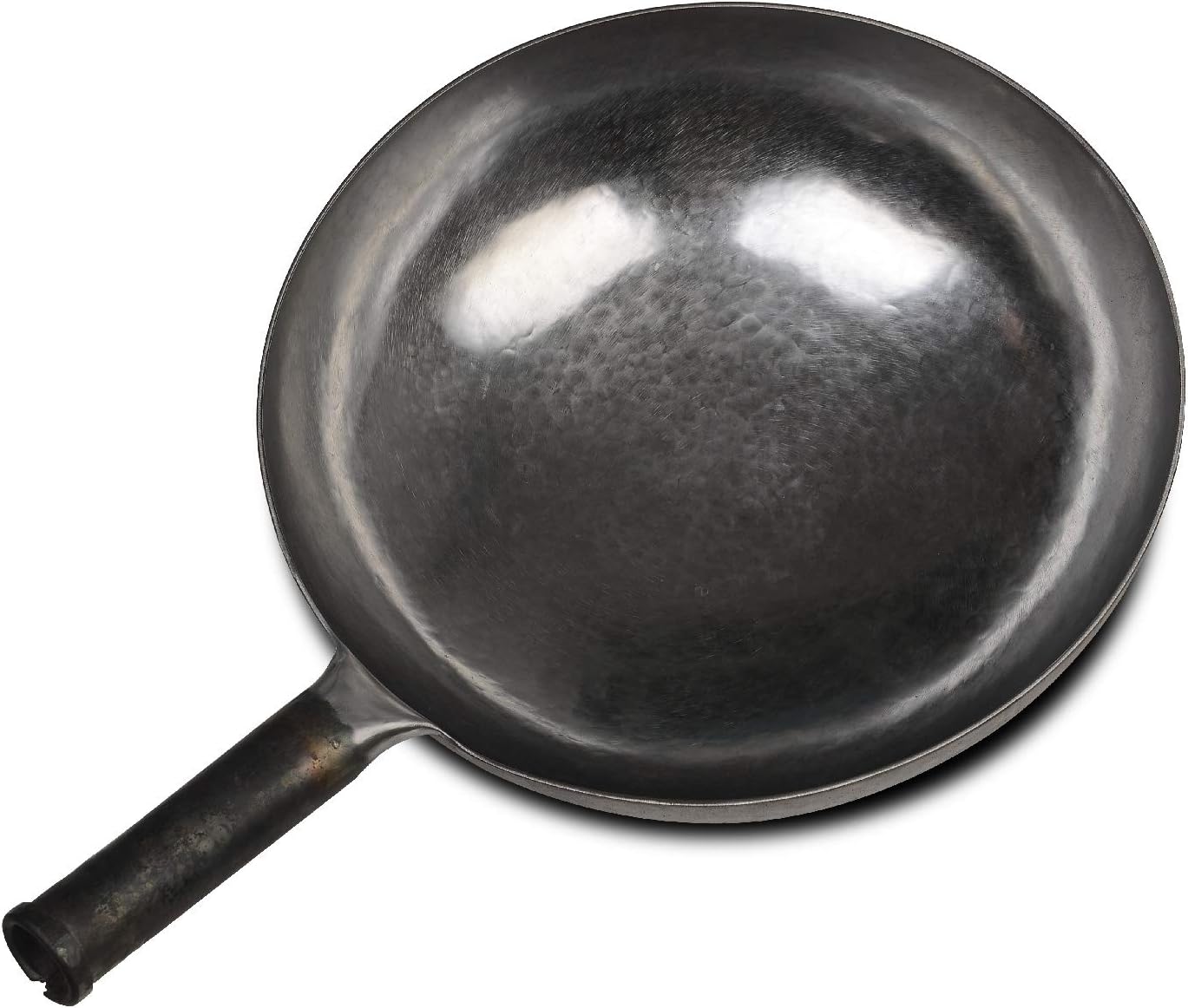 臻三环 ZhenSanHuan Chinese Hand Hammered Iron Woks and Stir Fry Pans, Non-stick, No Coating, Carbon Steel Pow (36CM, Silver - Not Seasoned)