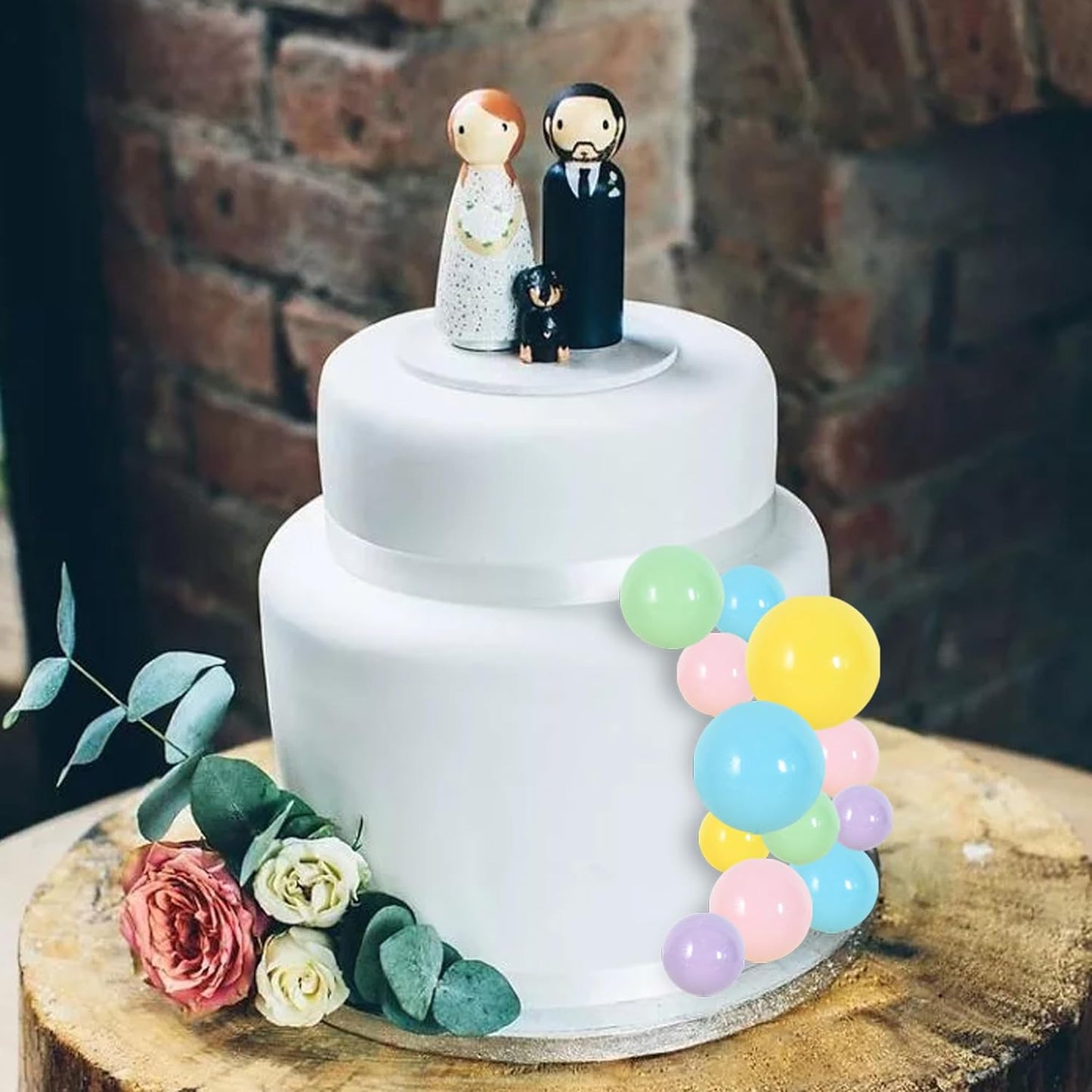 BEISHIDA 40 Pcs Foam Ball Cake Toppers with Sticks Mini Cake Decorations for Birthdays, Weddings, Baby Showers, DIY Baking Supplies, Anniversary Party (Pastel Color)