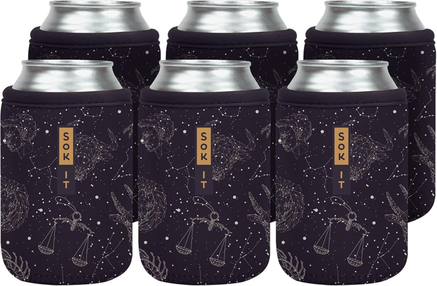 Sok It CanSok 6 Pack Sleeve for Beer & Soda Insulated Neoprene Cover (Zodiac Sky, 12oz Can Sleeve - 6 Pack)