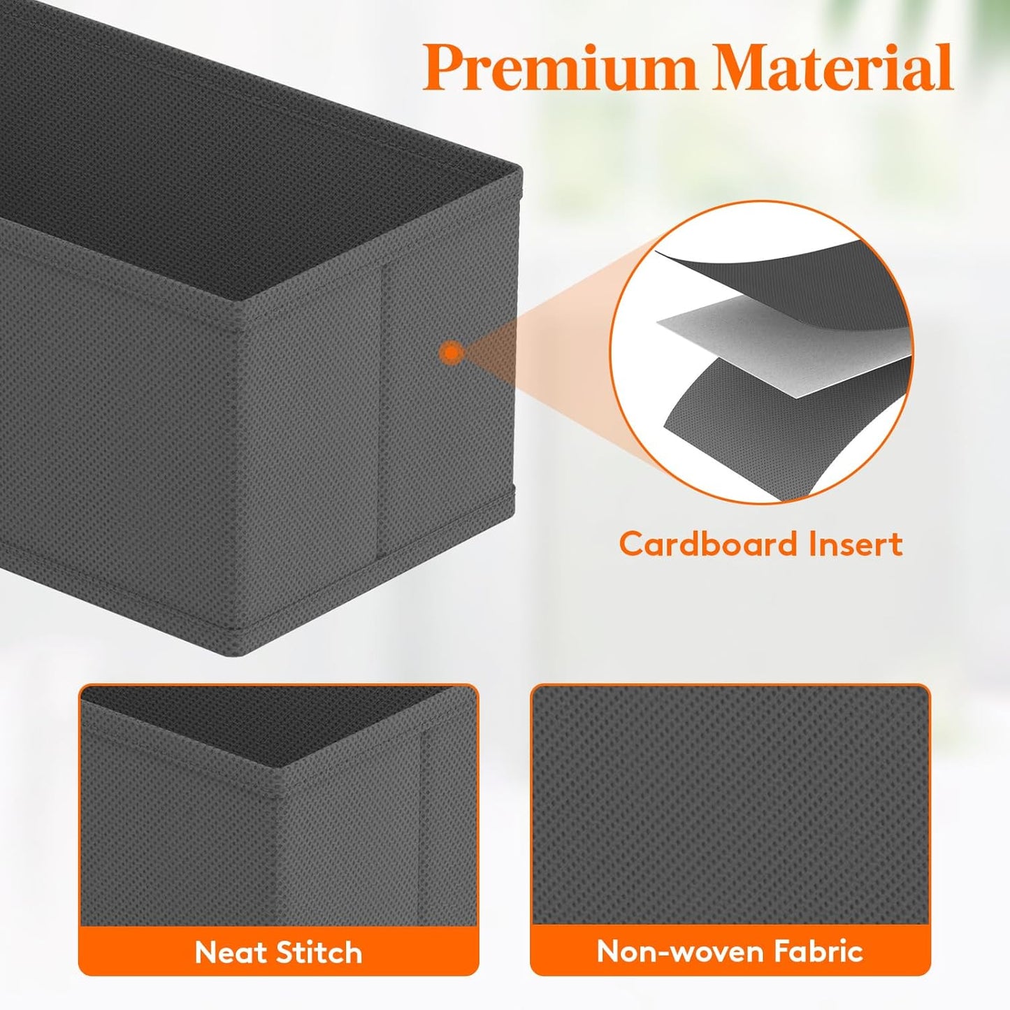 Lifewit 24 Pack Drawer Organizer, Dresser Underwear Drawer Organizer Bins, Foldable Fabric Closet Organizers, Storage Drawer Dividers, Dorm Room Essentials for Clothing, Socks, Towels, Ties Gray