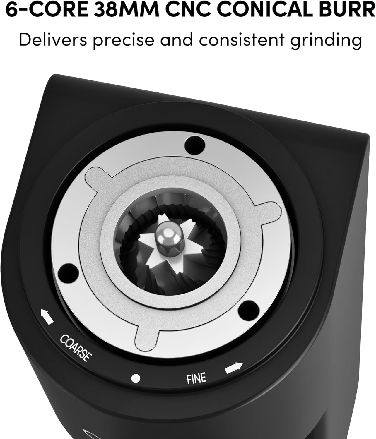 Burr Coffee Grinder,Wirsh Electric Single Dose Coffee Grinder Geimori GU38 with 38mm 6-Core Conical Burr,Stepless Adjustment for Drip,French Press,Cold Grind Settings from Fine to Coarse