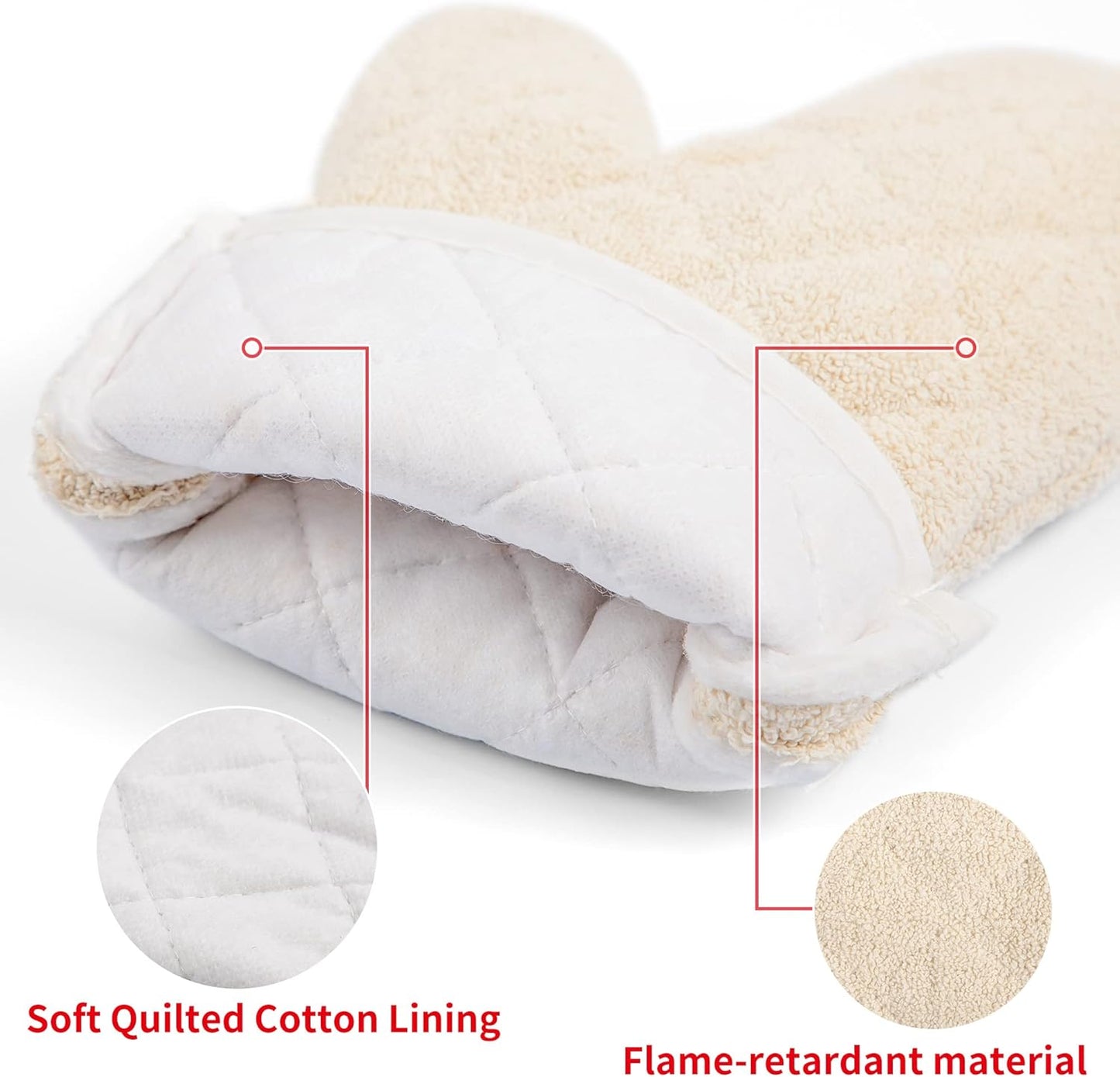 Terry Cloth Oven Mitts Heat Resistant to 482° F 13 Inch 100% Cotton Set of 2