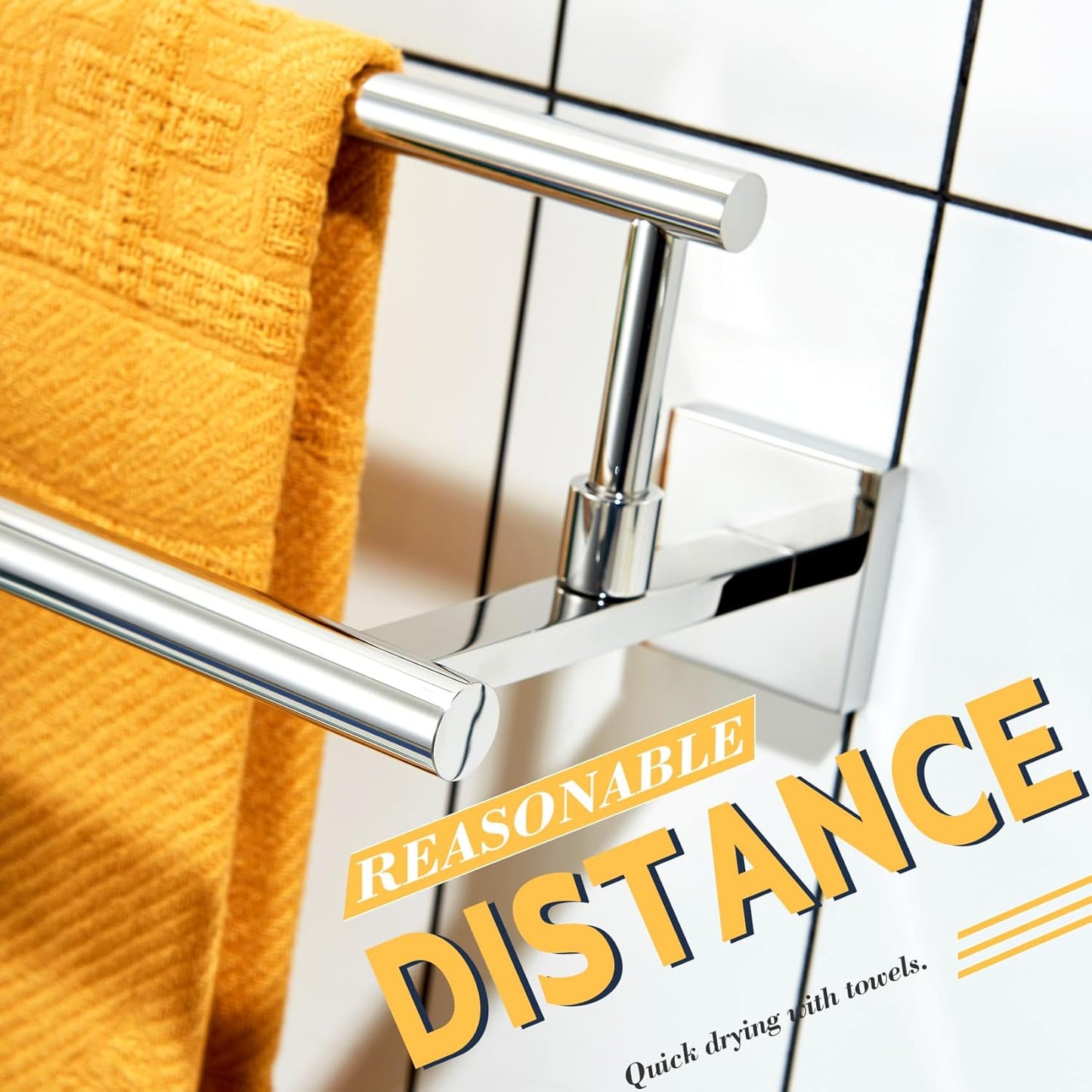 KOKOSIRI Towel Holder 24-Inch Bathroom Double Bath Towel Bars Kitchen Rack Wall Mounted Polished Chrome Stainless Steel B5009CH-L24