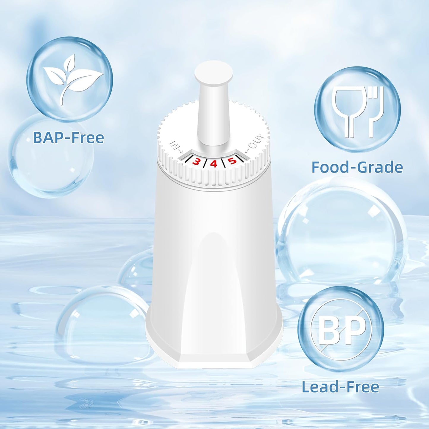 Replacement Water Filter for Breville Espresso Machine, Fit for Breville Barista Touch BES880, Barista Pro BES878, Oracle BES980, Dual Boiler BES920 Bambino ClaroSwiss Sage,6 pack by APPLIANCEMATES