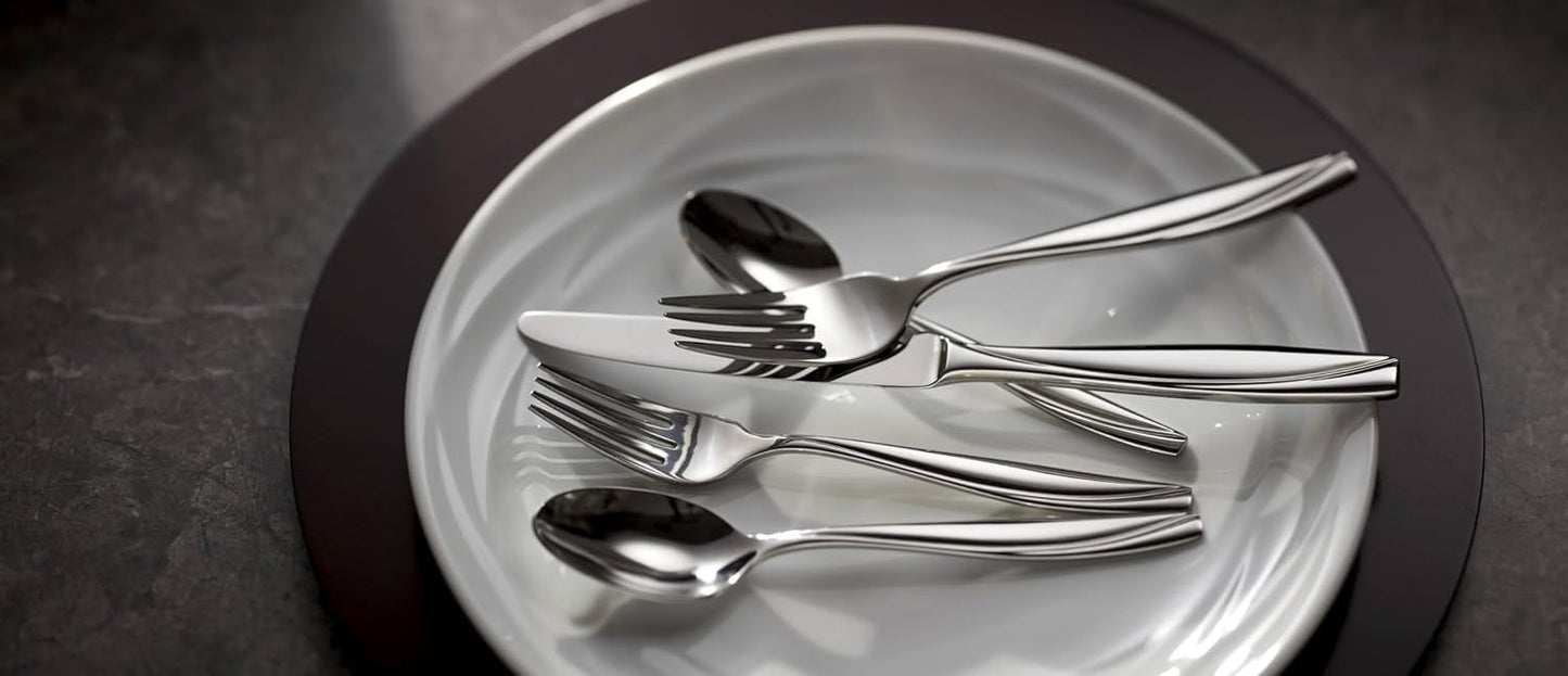 Oneida Camlynn Mirror 45 Piece Casual Flatware Set, 18/0 Stainless, Service for 8,Silver