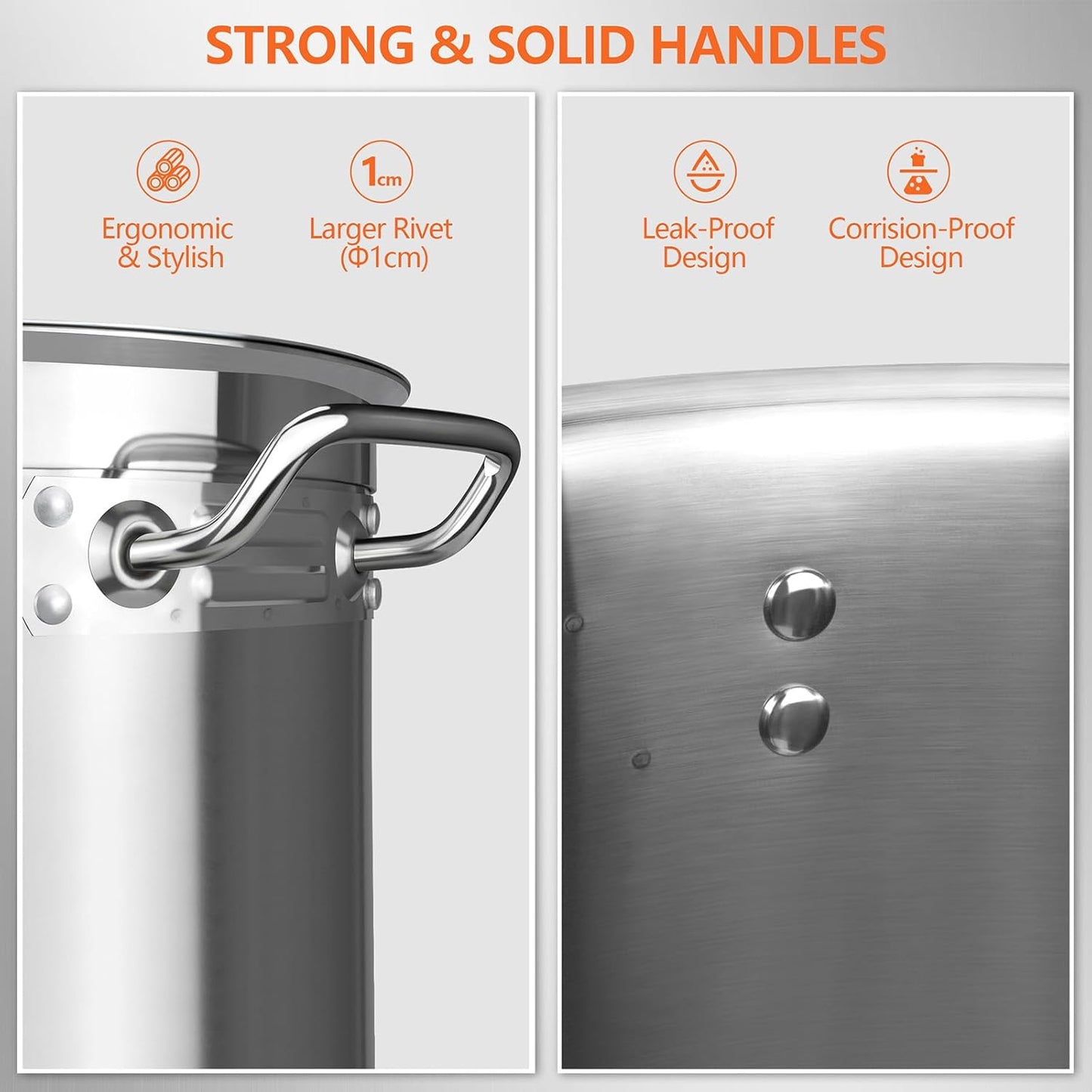 35 Quart Stainless Steel Cooking Pot - Stock Pot with Lid - Large Soup Pot for Cooking, Stew, Pozole, Pasta - Induction Compatible - Ideal for Home & Commercial Use