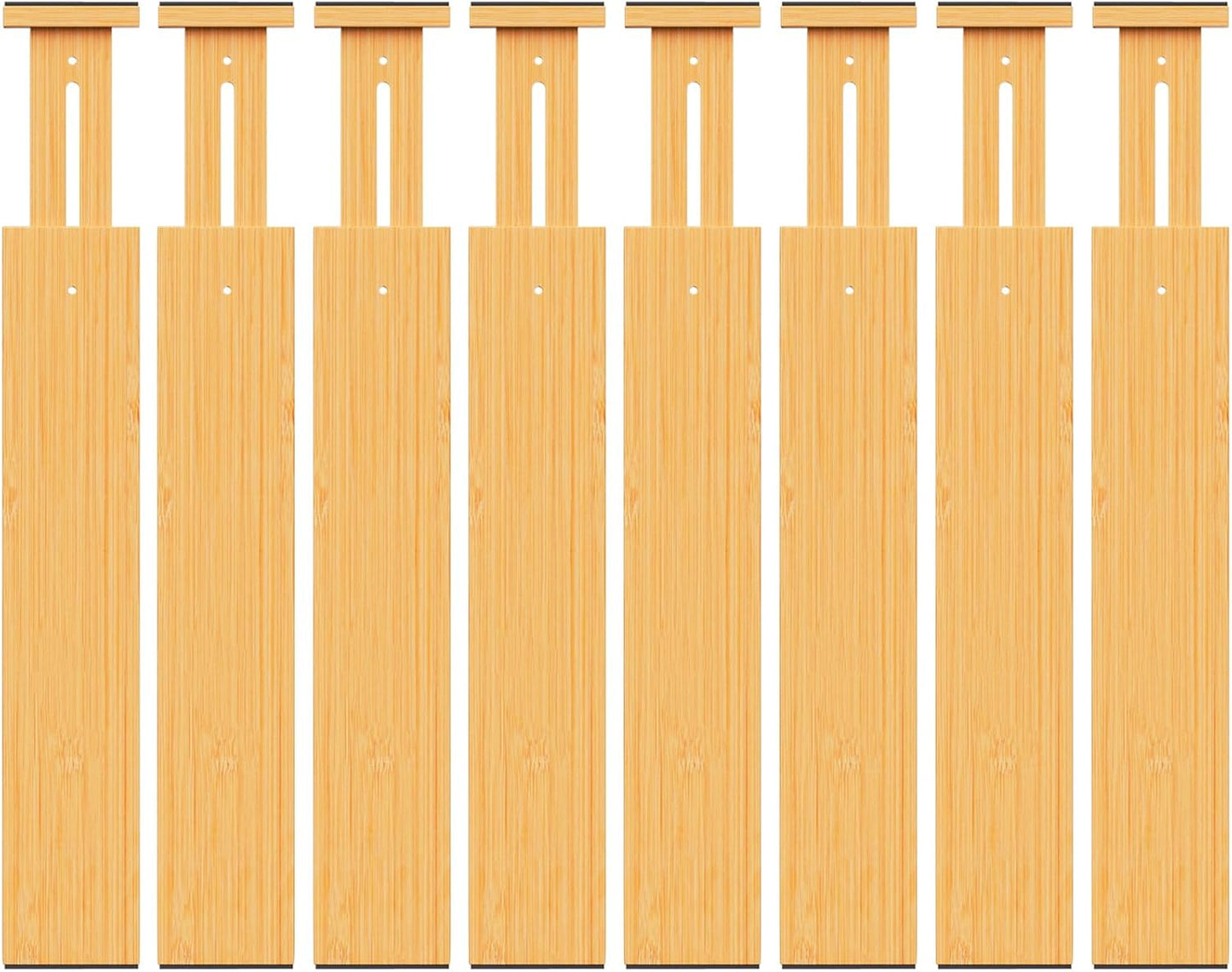 BAMBUROBA Bamboo Drawer Dividers, Adjustable Expandable Drawer Organization Separators - 17-22" for Bedroom, Bathroom, Dresser and Office - 8-Pack