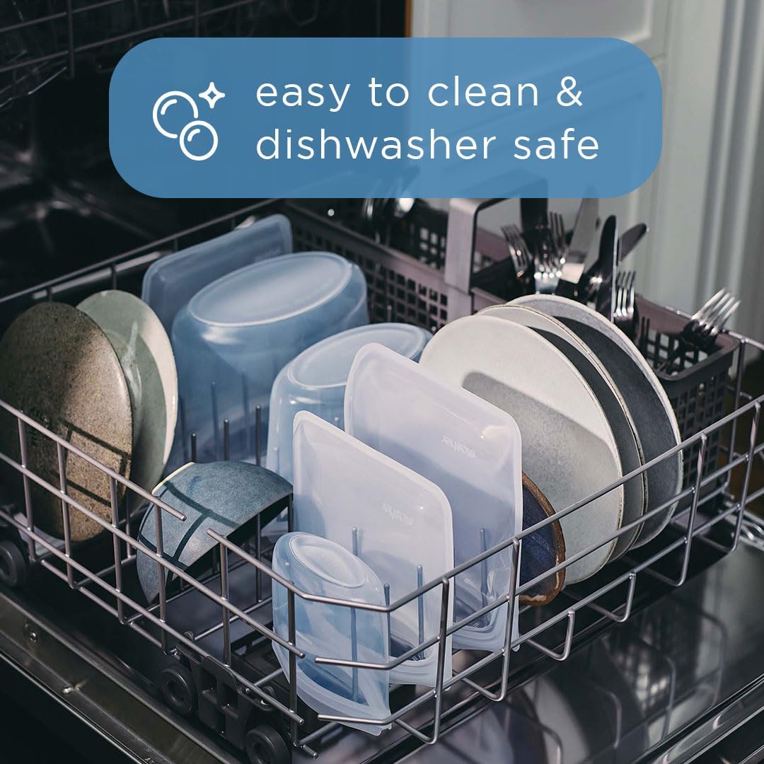 Stasher Premium Silicone Reusable Food Storage Stand-Up Bag Mega, Aqua, Microwave, Sous Vide, Dishwasher, Oven and Freezer Safe, BPA Free, Leak-free, Eco-friendly, 104 Oz