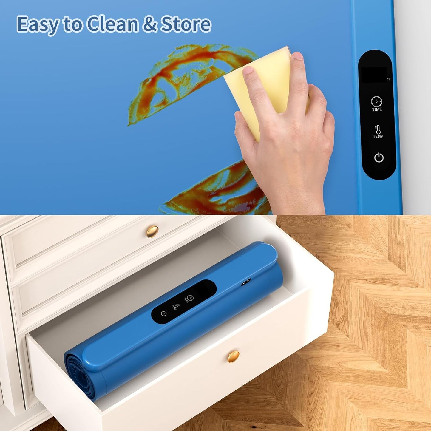 Upgrade Graphene Food Warming Mat, Fast Full Surface Heating Electric Warming Tray, Portable Rollable Food Warmer for Parties Buffet with 6 Temperature and Timer Settings, Gifts for Mom Wife