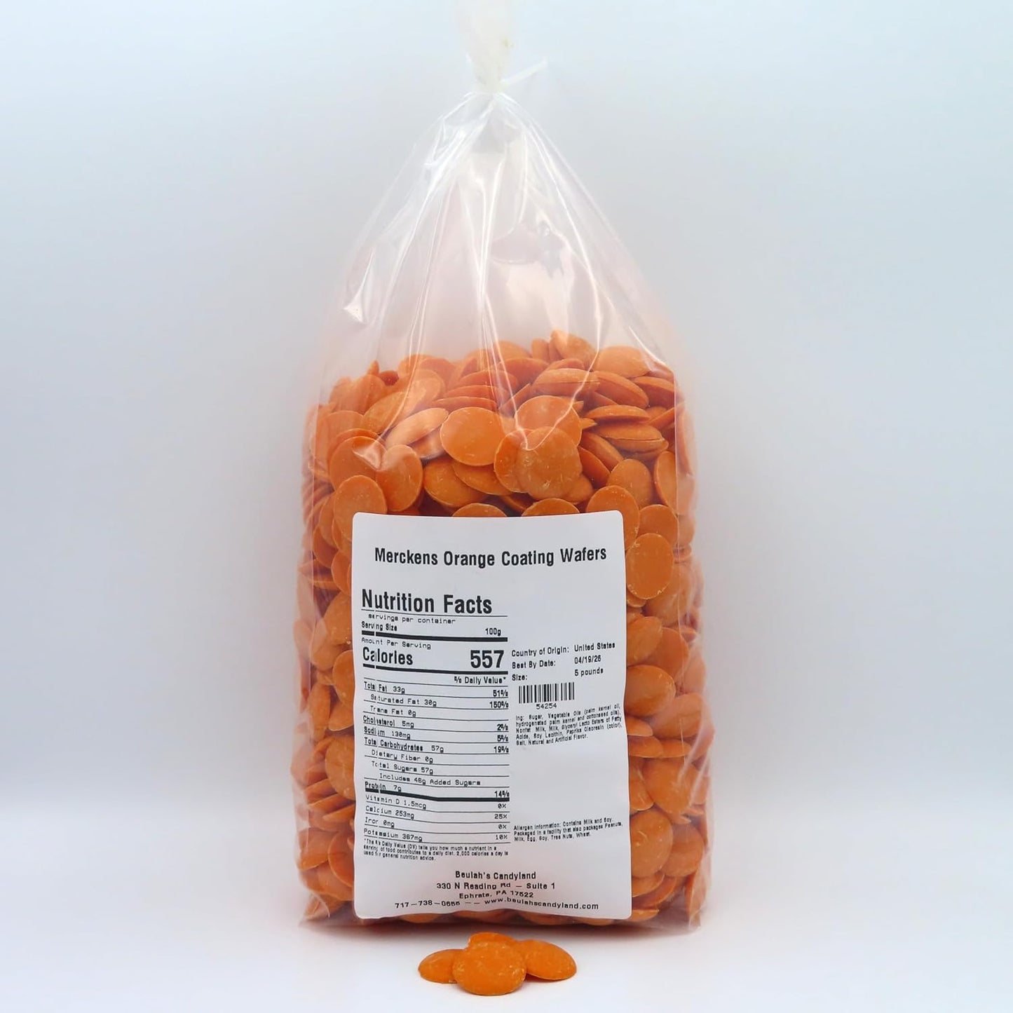 MERCKENS Coating Wafers, Orange Melting Chocolate, 5 Pound Package