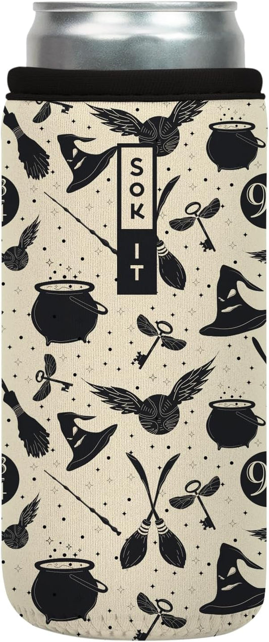 Sok It CanSok Sleeve for Beer & Soda Insulated Neoprene Cover (Wizard's Walk, 12oz Slim Can Sleeve)