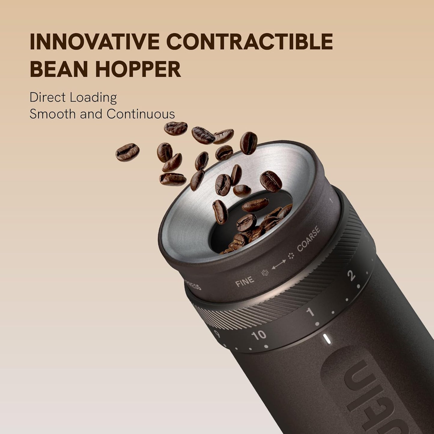 OutIn Fino Portable Electric Coffee Grinder,Adjustable Coffee Bean Grinder with 28 Precise Grind Setting,One-Button Burr Coffee Grinder with Fast‑Charge Battery, Auto‑Stop & Clog‑Protection