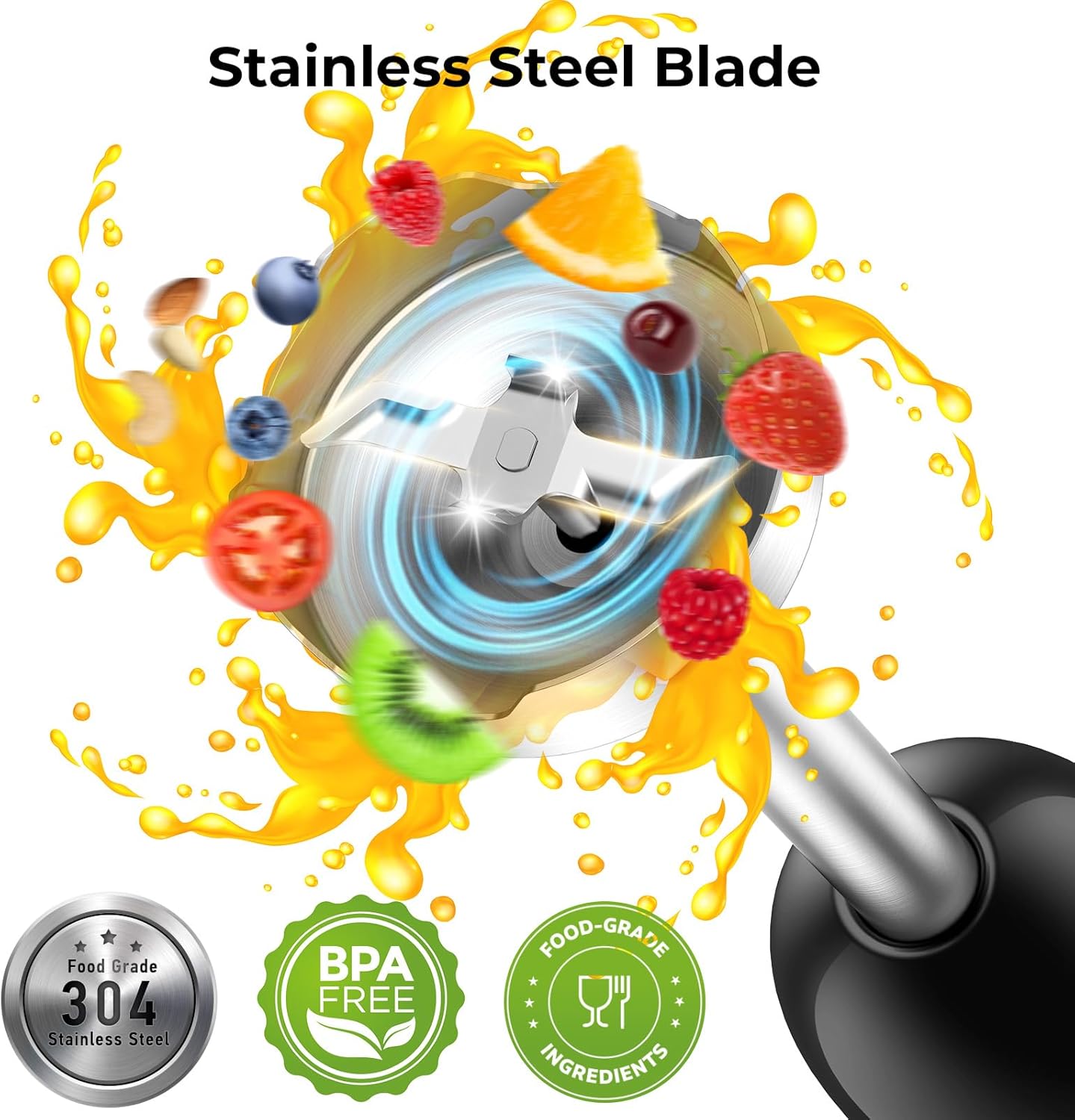 KOIOS Immersion Blender, 1100W 5-in-1 Multi-Purpose Hand Blender, 12-Speed, 600ml Beaker, 500ml Chopper, Egg Whisk, Milk Frother, Black