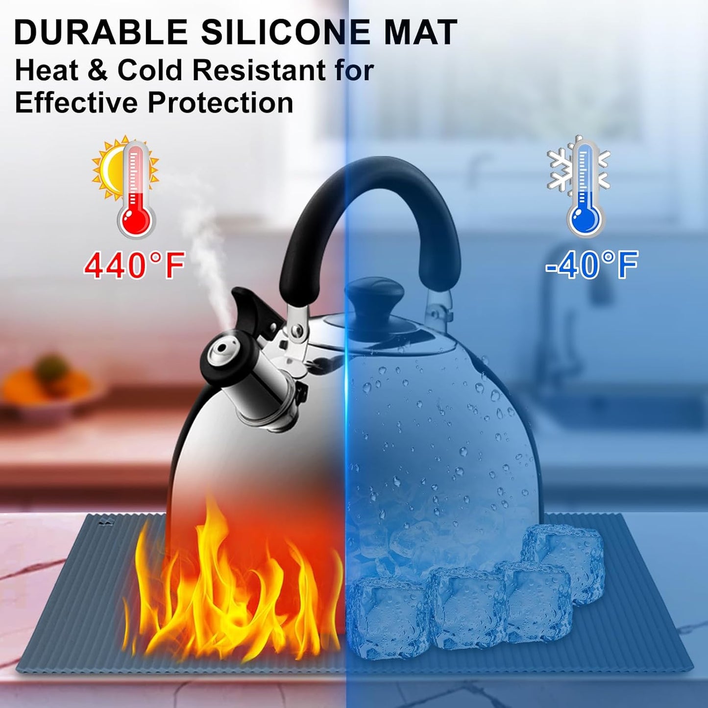 2 Pack 9.5"x14.2" Trivets for Hot Dishes, Hot Pads for Kitchen, Silicone Trivets for Hot Pots and Pans, Hot Plates to Protect Table, Heat Resistant Silicone Trivet Grey (Dark Grey, 9.5"x14.2")