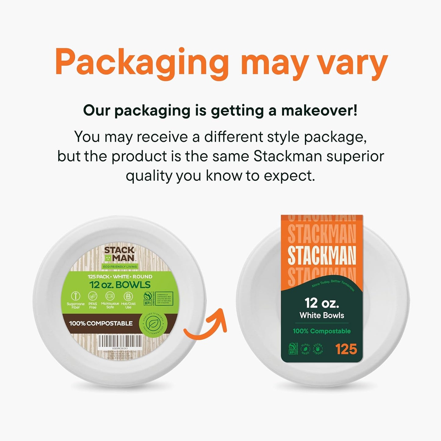 100% Compostable Paper Bowls 12 oz. [1000 Count] Heavy-Duty Soup Bowls - Natural White Color Unbleached Bagasse Bowls - Eco-Friendly Disposable Biodegradable Sugarcane - [Bulk Case 8/125 Pack]