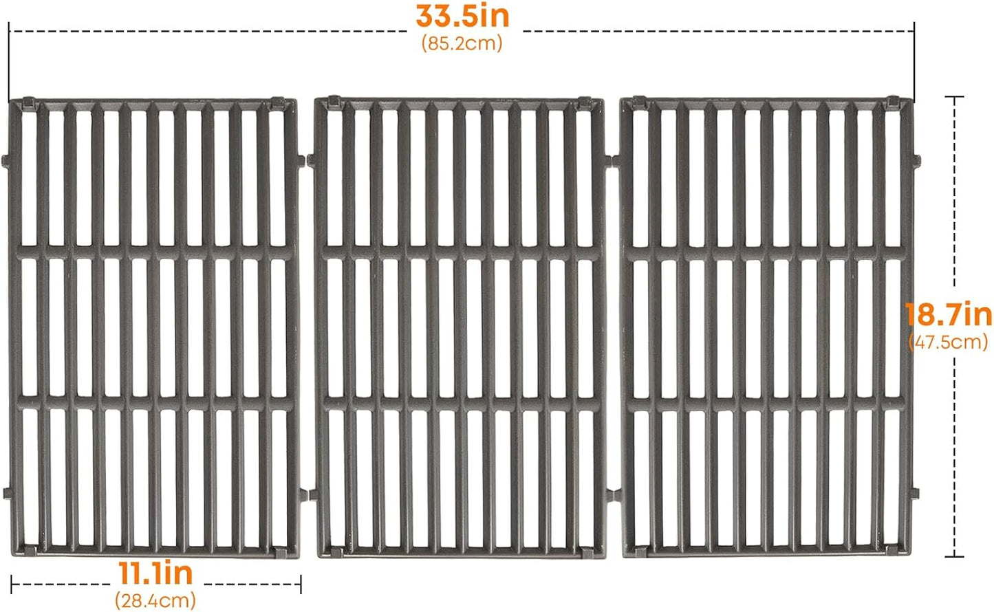 Stanbroil Cast Iron Cooking Grate for Weber Genesis II and Genesis II LX 400 Series Gas Grills - Grill Grid Grate for Genesis 2022 Genesis E-435, Genesis S-435, Genesis SPX-435, Set of 3
