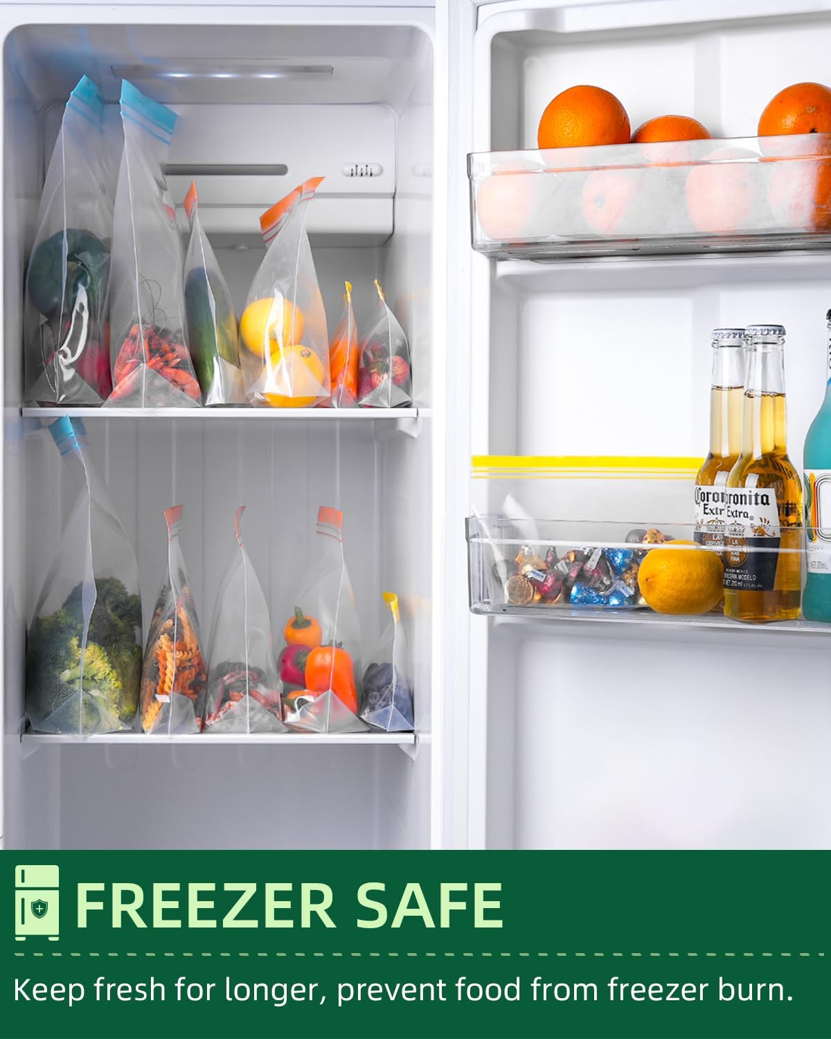 Lerine 22 Pack Reusable Snack Bags Dishwasher Microwave Safe, Stand Up Reusable Food Storag Bags, BPA Free Leakproof Reusable Bags Snack Pouch for Candy, fruits, Cereal, Home Organization