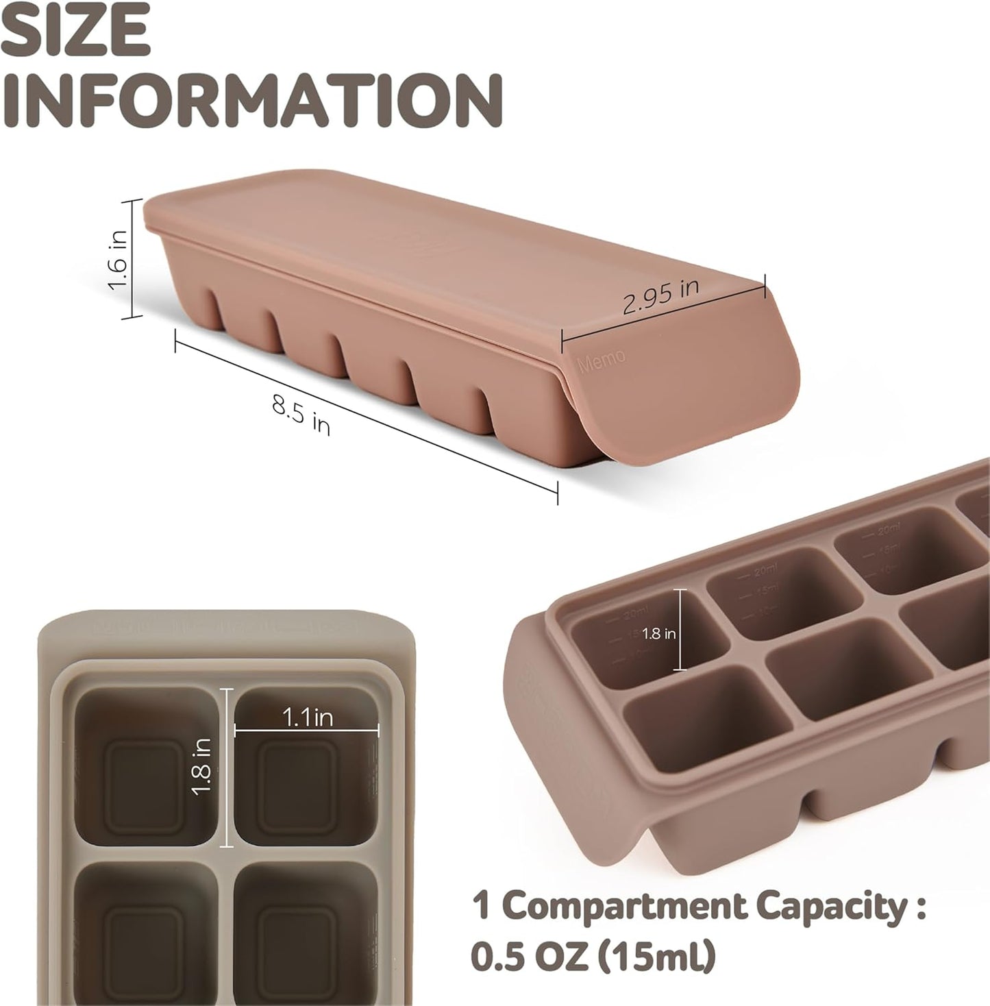 Silicone Freezer Trays with Lid, 0.7oz 12 Section - Leak Proof Silicone Freezer molds for Homemade Baby Food Breastmilk, Purees, Vegetables, Baby Food Jars Ice Tray with Lid BPA Free Indie Pink