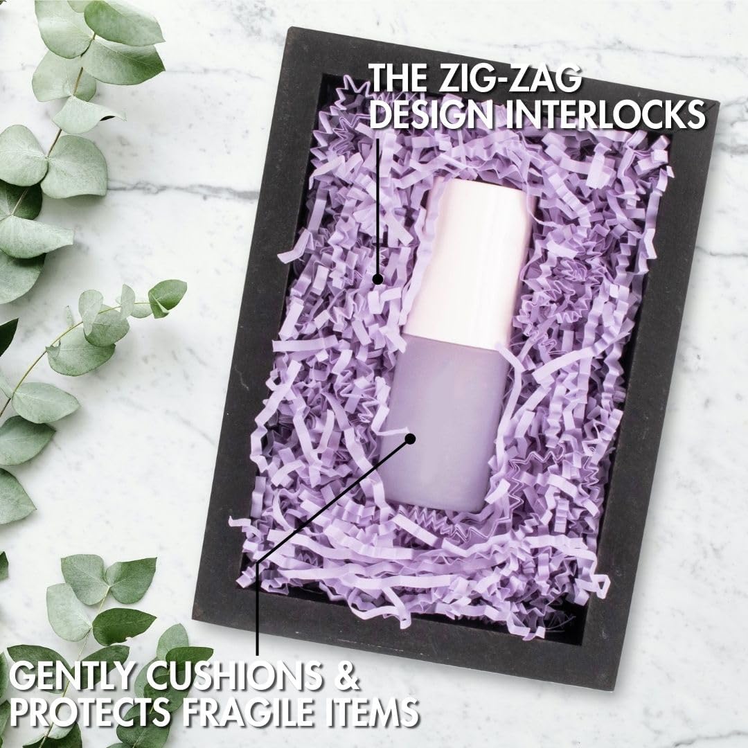 MagicWater Crinkle Cut Paper for Gift Baskets - 2LB - Lavender - Perfect for Shredded Paper Filler, Basket Filler, Gift Boxes, Bridesmaid Gifts, Halloween Stuffers & More – Ideal for All Occasions