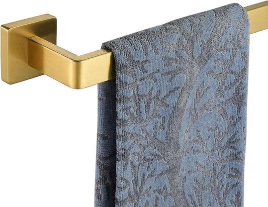 JQK Gold Towel Bar, Rounded Edges 20.41 Inch Towel Rack, 304 Stainless Steel Bathroom Wall Mount, Useable Length 18 Inch, TB250L18-BG