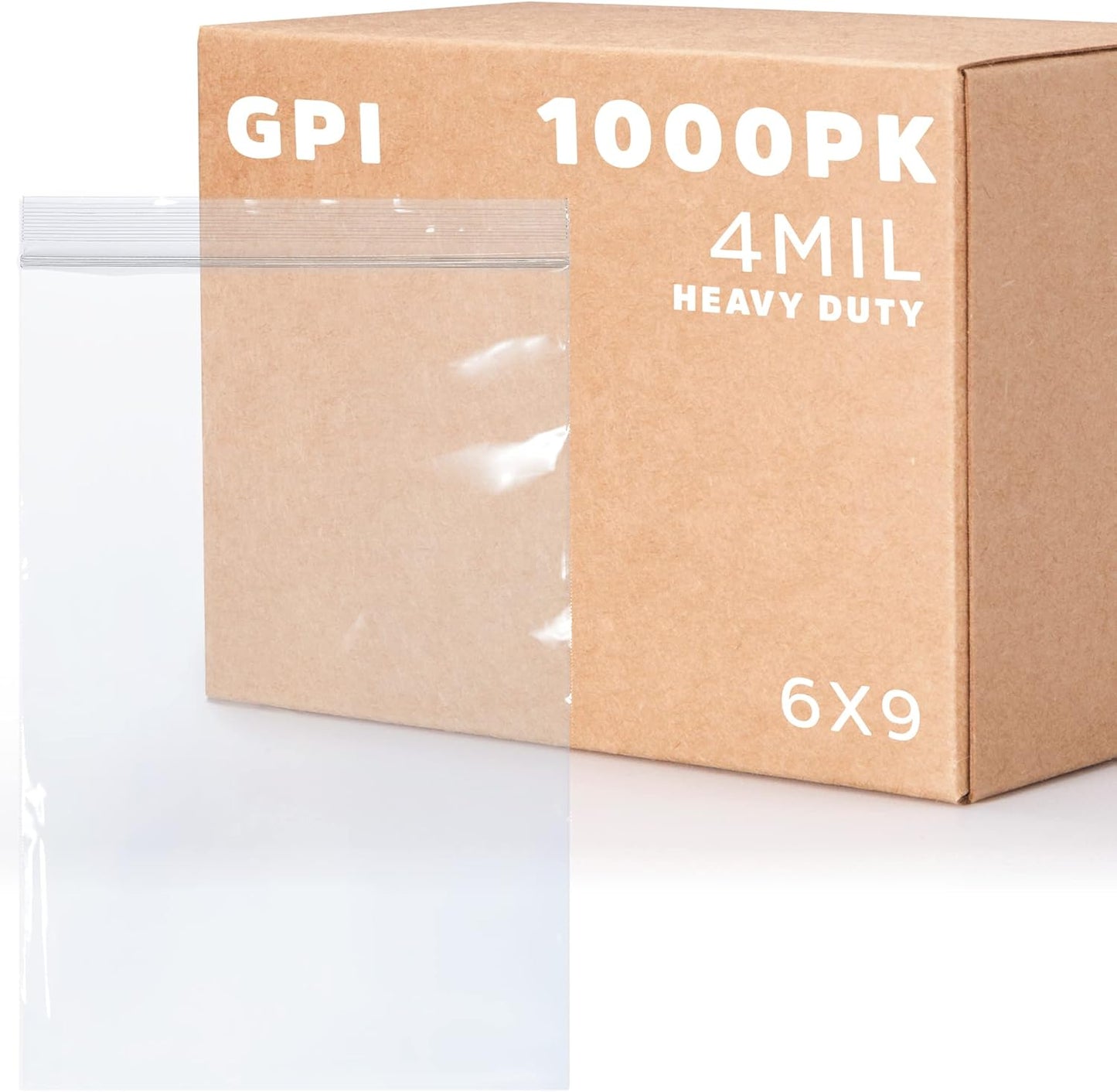CLEAR PLASTIC RUSABLE ZIP BAGS - Bulk GPI Case Of 1000 6" x 9" 4 mil Thick Heavy Duty, Strong & Durable Poly Baggies With Resealable Zipper Lock For Travel, Storage, Packaging & Shipping.