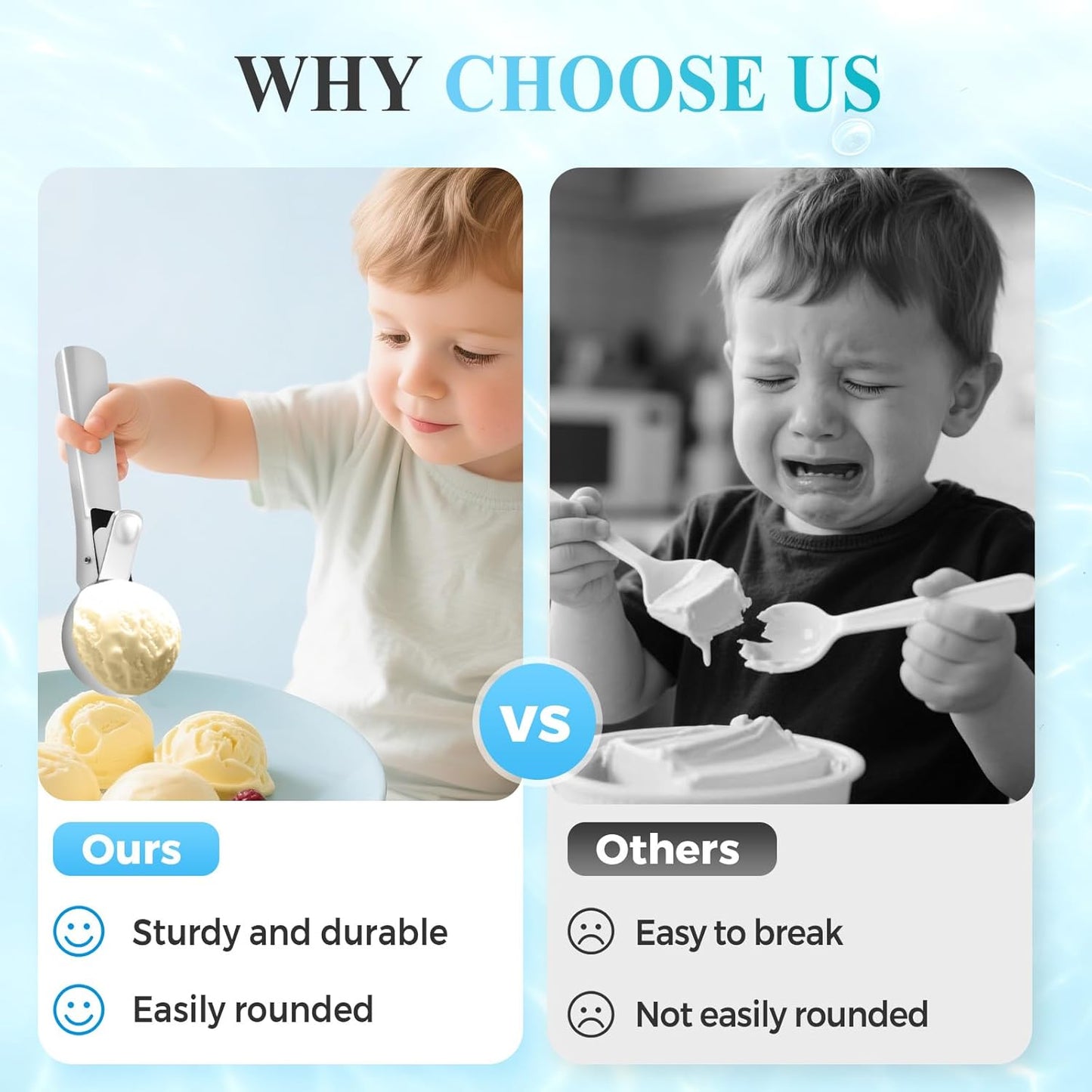 Ice Cream Scoop, 2025 New Heavy Duty Aluminum Scoop, Nonstick Gelato Scoop for Dessert Shop, Ergonomic Handle Metal Ice Cream Scoop for Home Use (2)