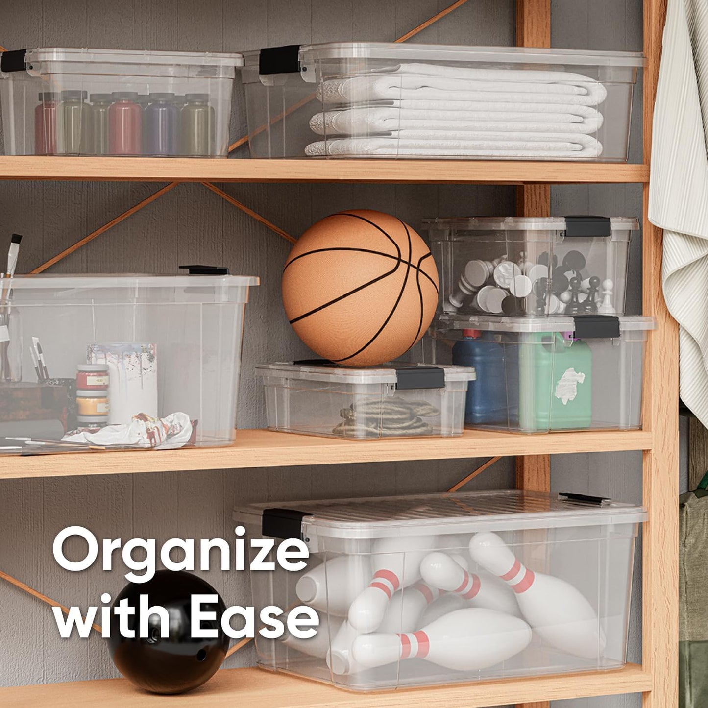 Superio Clear Storage Boxes with Lids, 6.75 Quart Plastic Container Bins for Organizing, Stackable Crates, BPA Free, Non Toxic, Odor Free, Organizers for Home, Office and Dorm, 4 Pack