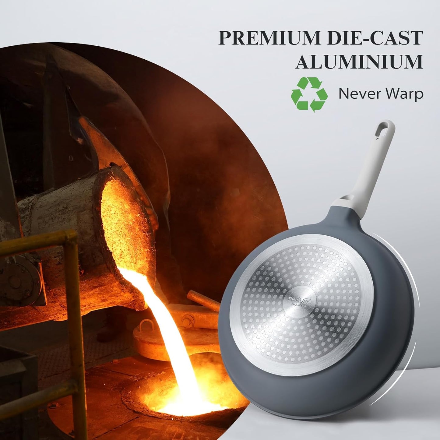 Nonstick Ceramic Frying Pan Set, Non Toxic Skillet, Healthy Egg & Omelet & Chef's Pan, PTFE PFOA & PFAS Free, Induction Compatible (8+10 Inch)