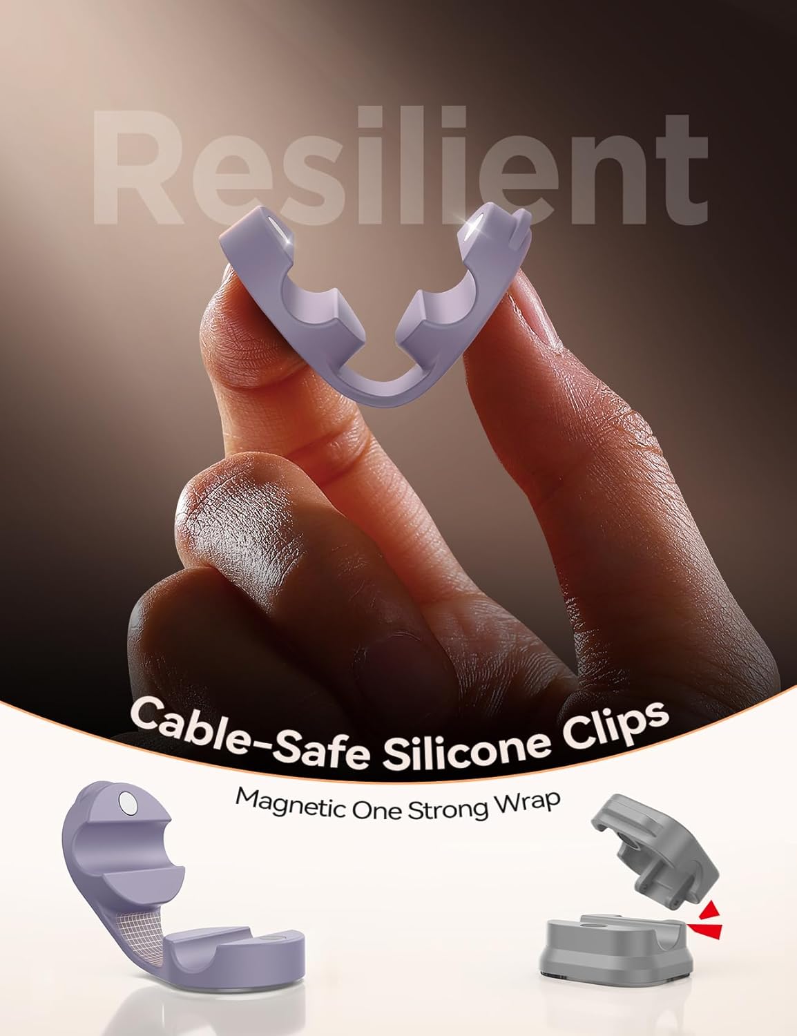 8-Pack Silicone Cord Organizer Magnetic Cable Clips, Adhesive Cable Management Under Desk Wire Hider, FLYLEAD Desktop Cable Organizer for Phone, Office Workspaces Desk Organization Home Accessories