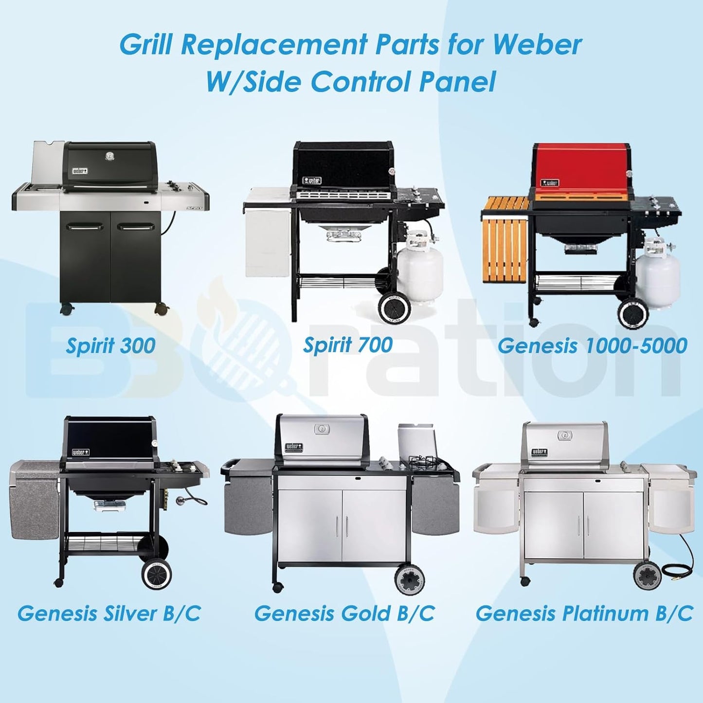 7526 7527 17.5" Grill Grates Replacement for Weber Spirit II 300 Series, for Weber Spirit 300 Grill Grates, Spirit 700, Genesis Silver/Gold/Platinum B/C, Genesis 1000-5000