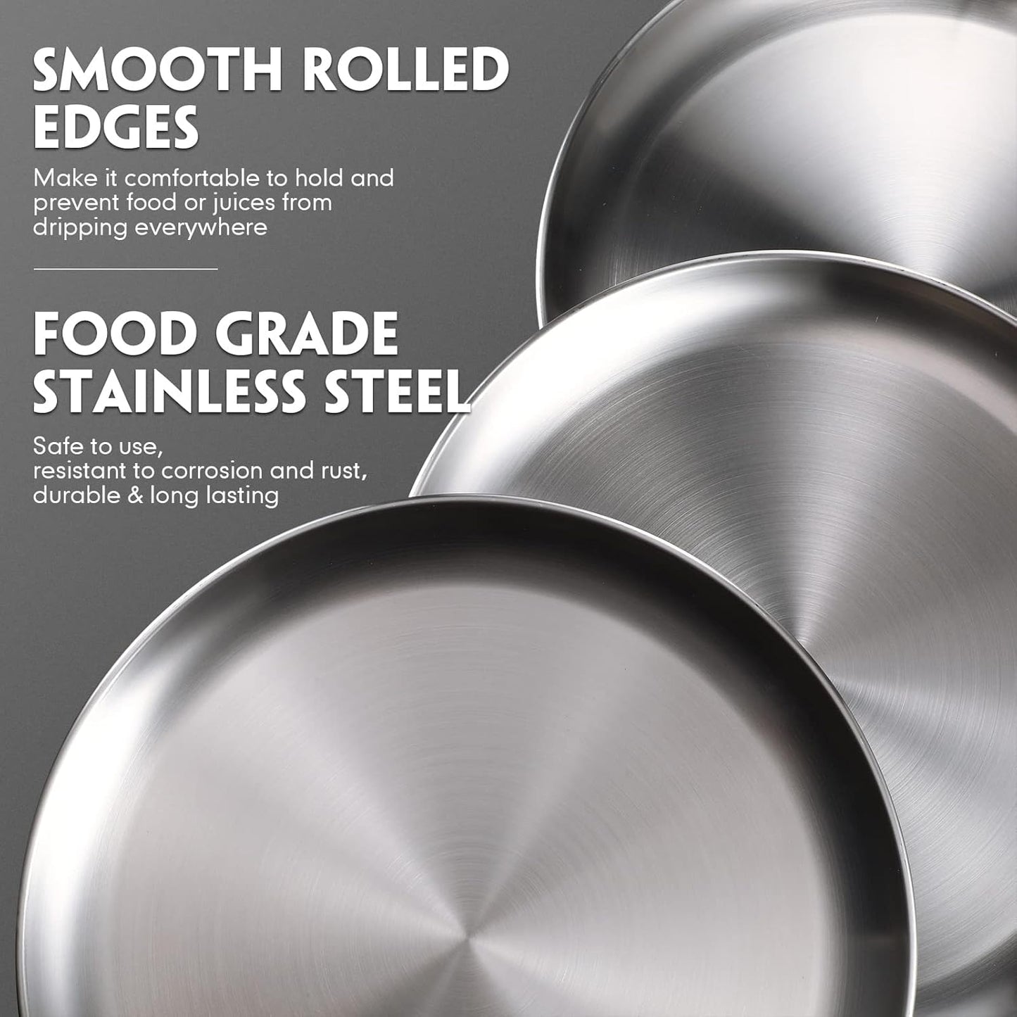 Thenshop 6 Pieces 10 Inch Pizza Pans Bulk Stainless Steel Sets Round Bakeware Pizza Trays for Oven Kitchen Baking Home Restaurant Safe Sturdy Reusable Easy Clean(Silver)