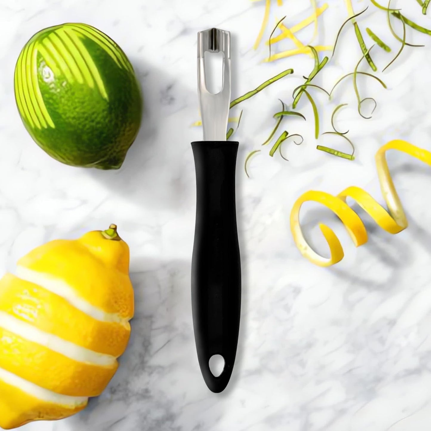Channel Knife Lemon Peeler Zester-Garnish for Cocktail Mixers- Triangular, V-Shaped Stainless Steel Professional Grade Bar Tool-Fruit Peeler Zester (Peeler A)