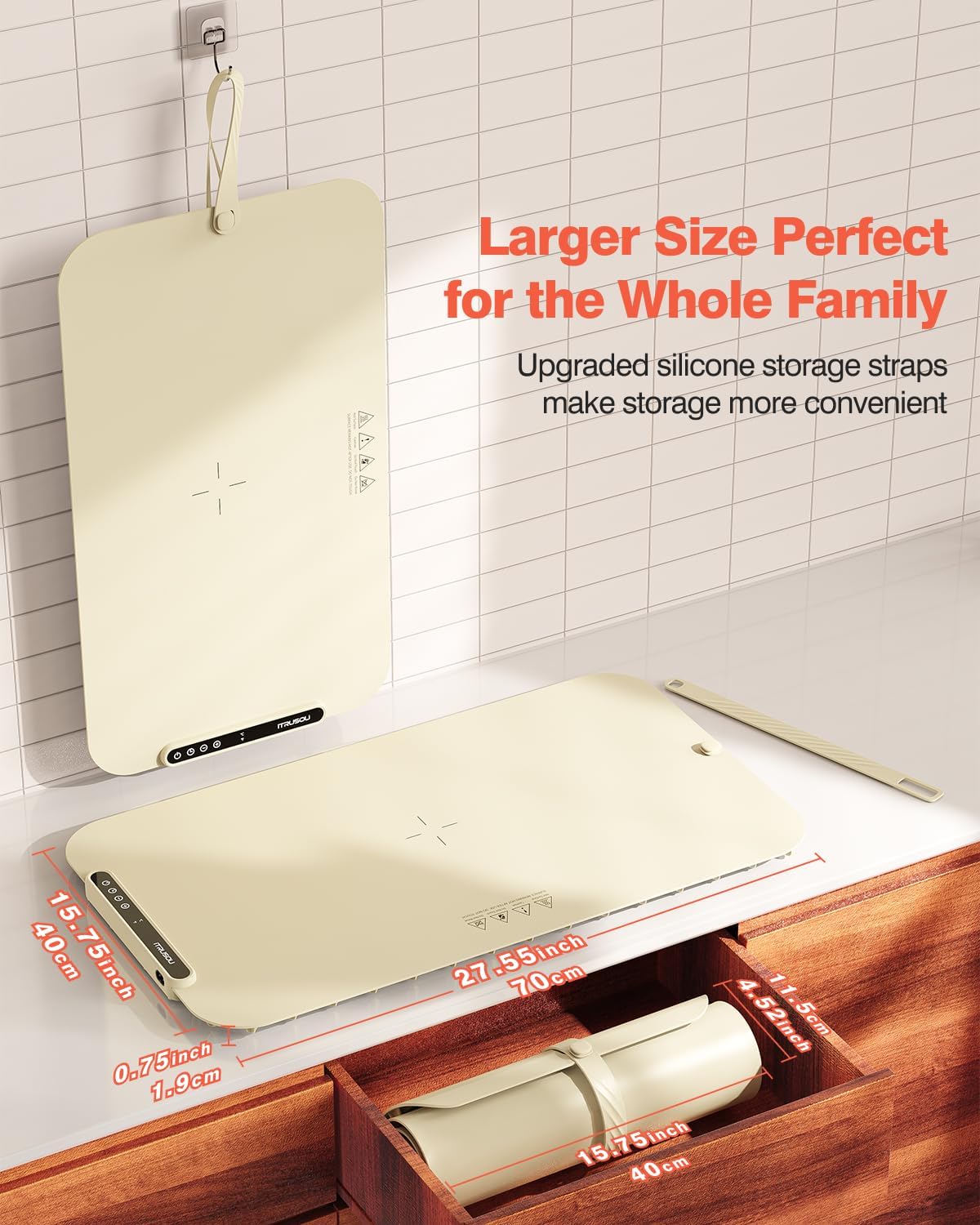 Food Warming Mat, iTRUSOU 27.5x16'' Electric Warming Tray with 7 Temp-Settings, Switchable Fahrenheit/Celsius, 99h Timer, Foldable Food Warmer Keep Food Warm at Buffet, Party, Sabbath, Daily Use