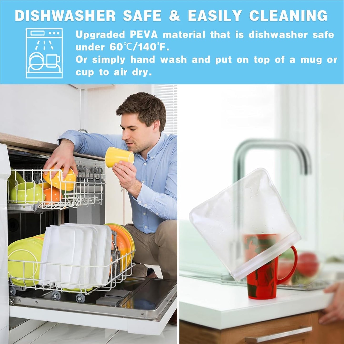 10 Pack Snack Bags Dishwasher Safe, Reusable Bags Silicone Extra Thick Leak-proof Reusable Freezer Bags for Candy, Snack, Cereal, Travel Items, Home Organization