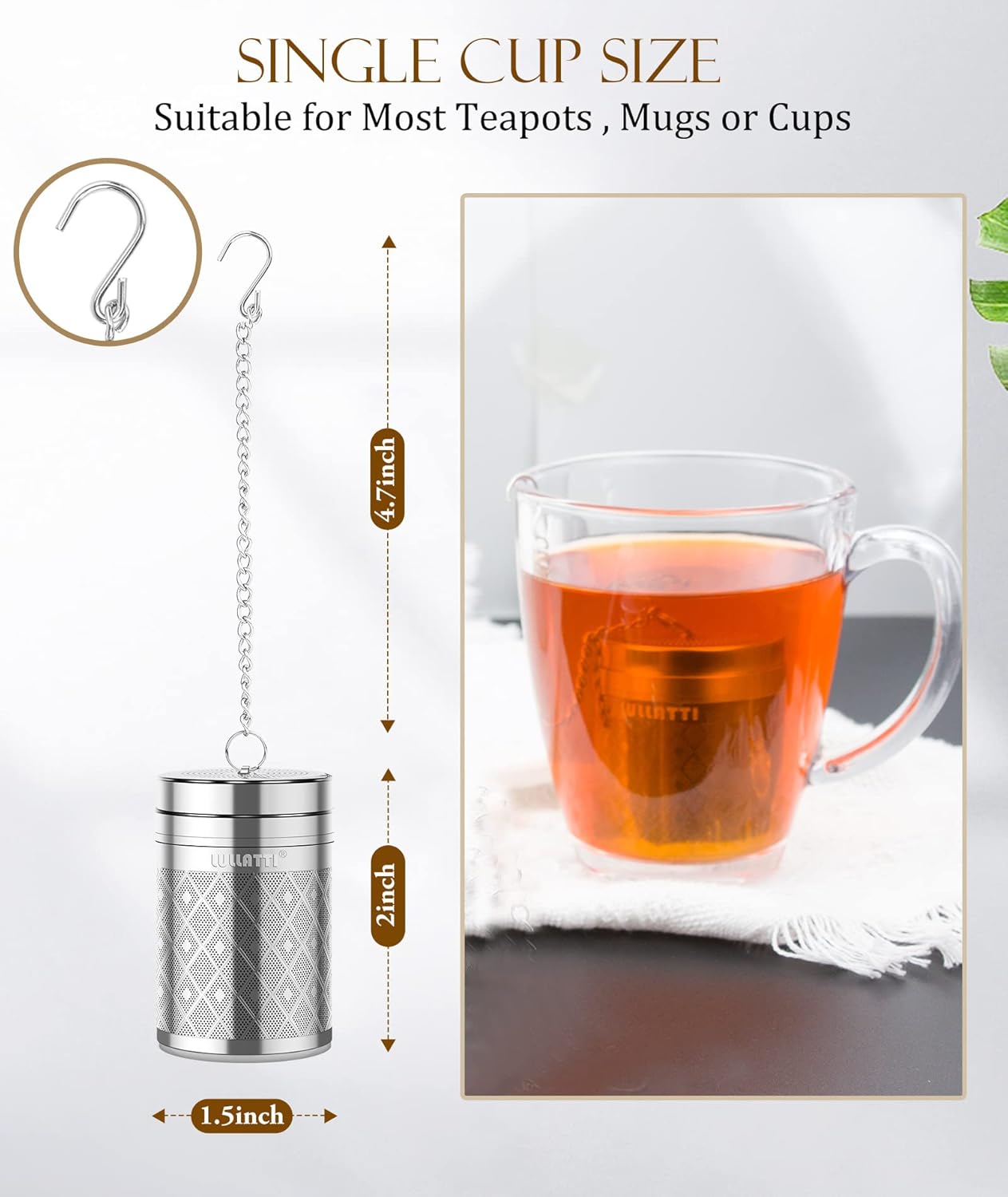 Tea Infusers for Loose Tea, 18/8 Stainless Steel Tea Strainer Set, Extra Fine Mesh Tea Steeper for Brew Tea, Spices & Seasoning