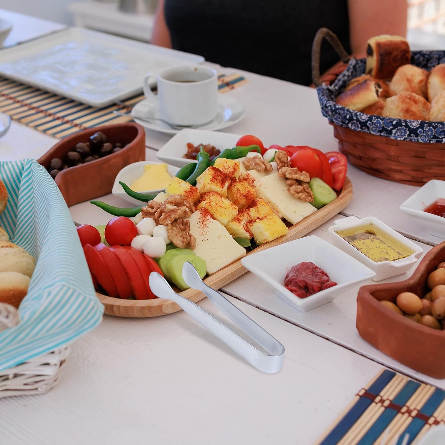 DUGATO 12 Pack Mini Serving Tongs (4.3 Inch Stainless Steel) - Small Appetizer, Sugar Cube & Ice Tongs for Tea Party, Coffee Bar, Buffets - Silver