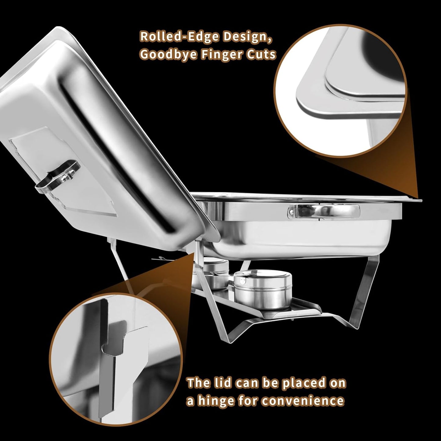 8QT Chafing Dish Buffet Set, Stainless Steel Food Warmer Kit with Lids, Food Pans, Water Pan and Fuel Holders for Restaurant Catering Parties Weddings (1 PC)