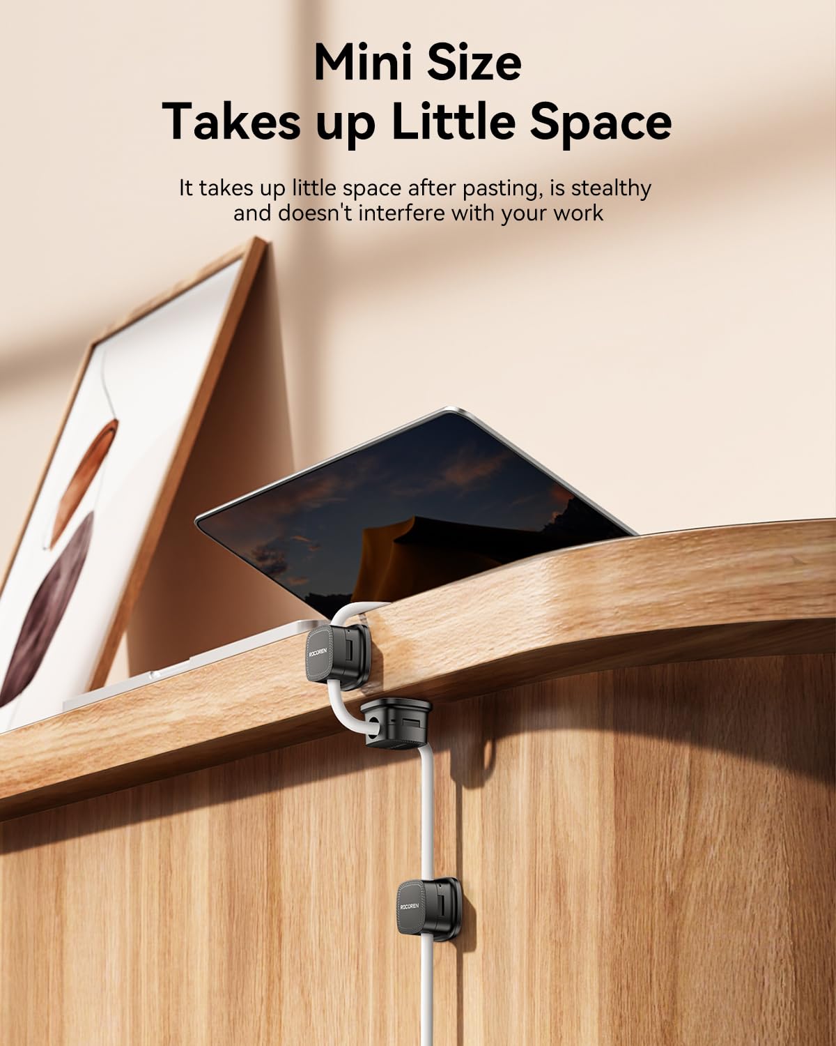 18 Pack Cable Management Cord Organizer,Magnetic Cable Clips-1s Lock,Rocoren Desk Adhesive Cord Cable Clip Wire Holder Keeper for Phone Charger Wire,Nightstand,Car,Office,Desktop Accessory,Black