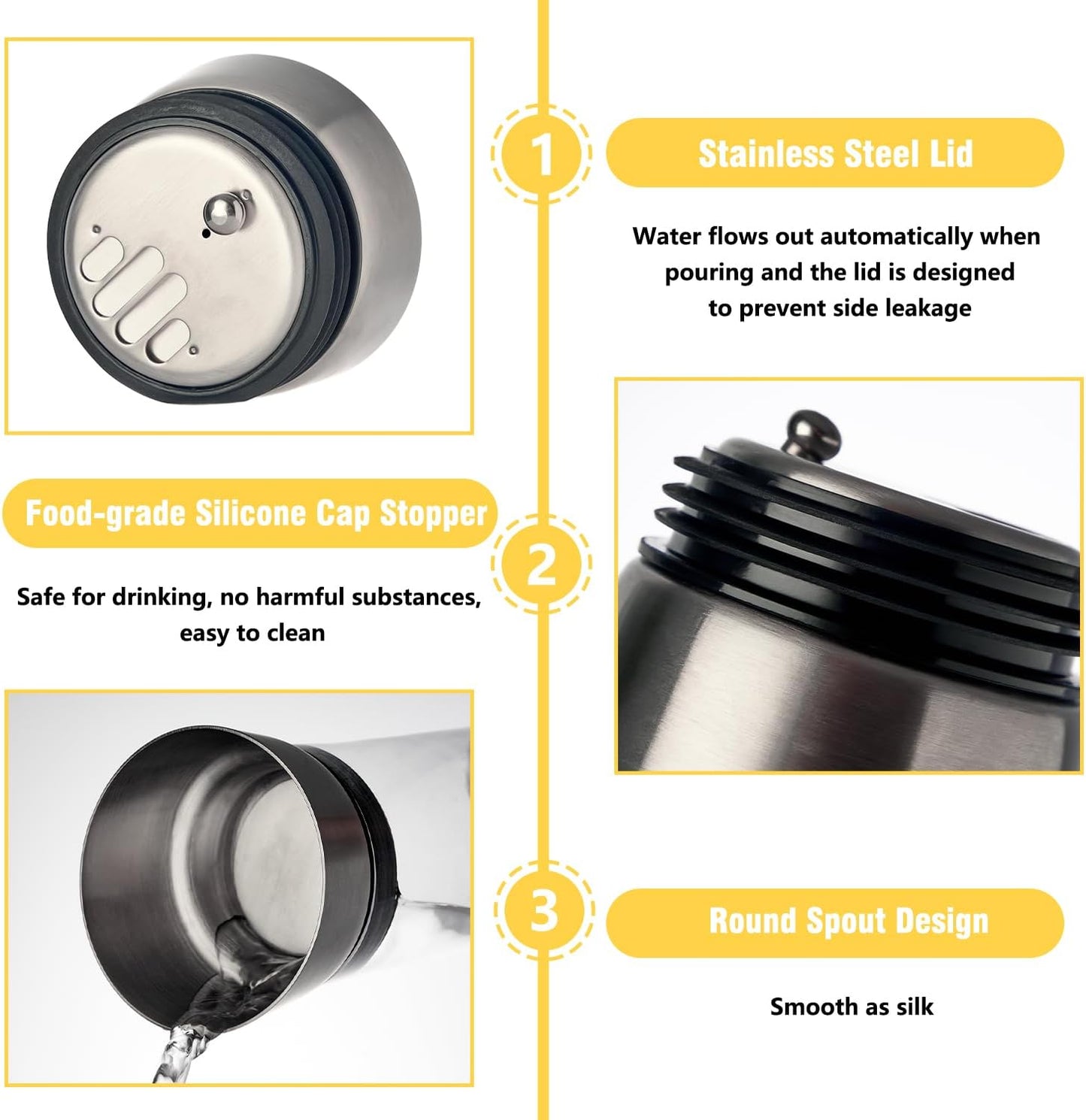 Glass Water Carafe with Lid,1200ml Glass Juice Pitcher with Stainless Steel Gravity Lid,Clear Water Pitcher for Ice Tea, Lemonade, Coffee,Juice Beverage,40 oz