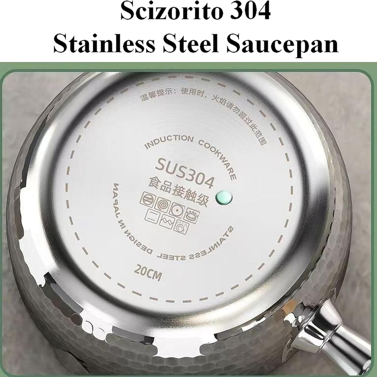 Thickened 304 Stainless Steel Pot, Solid Wood Anti Scald Handle With Hook, Multifunctional Sauce Pot with Inverted Mouth, Milk Pot, Cooking Pot (1.7 Quarts)