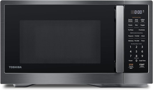 TOSHIBA ML4-EM12PA(BS) Countertop Microwave Oven with Stylish Design As Kitchen Essentials, Smart Sensor, 13 Auto Menus&Mute Function, 1.2 Cu Ft with 12.4" Turntable, 1000W, Black Stainless Steel